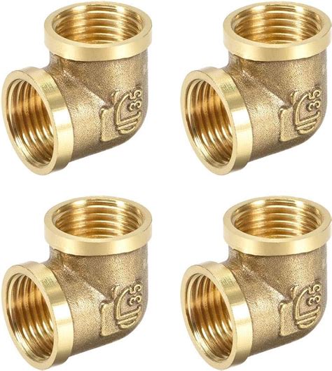 Uxcell Brass Pipe Fitting 90 Degree Street Elbow G12 Female X G12 Female 4pcs