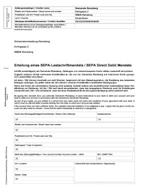 Fillable Online Gemeinde Reinsberg Erteilung Eines SEPA