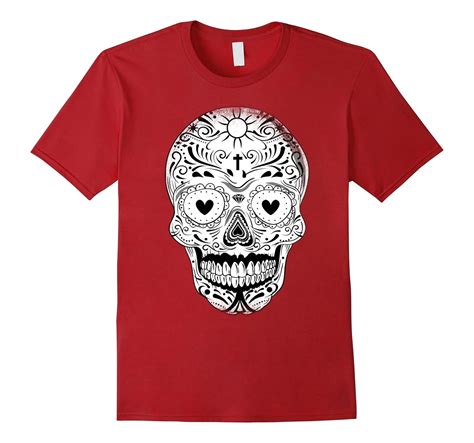 Sugar Skull Black And White Day Of The Dead Halloween T Shirt