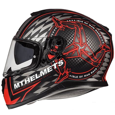 Casco Mt Thunder Sv Isle Of Man Negro Mate Rojo V Cascos