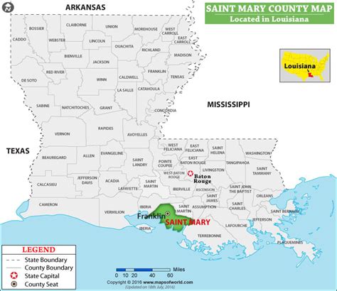 St Mary Parish Map, Louisiana