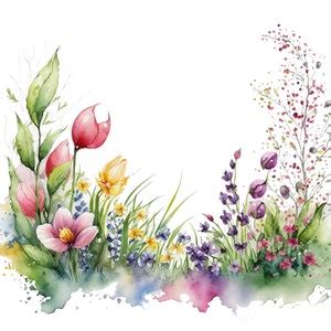 10 Watercolor Spring Border Clipart Jpgs,commercial Use,digital ...