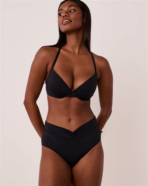 Solid High Waist Bikini Bottom Black La Vie En Rose