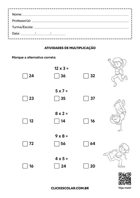 Atividade De Matematica Multiplicação 5 Ano Edulearn