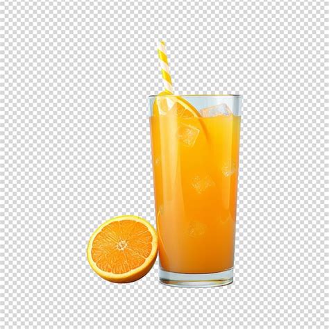 Jugo De Fruta De Naranja Fresco Aislado Sobre Fondo Transparente