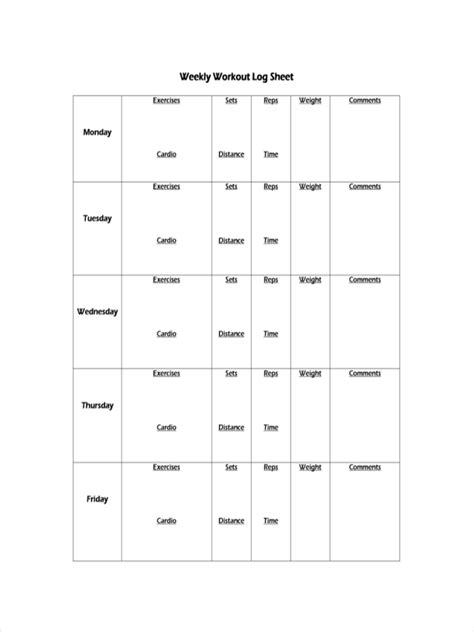 Workout Sheet 6 Examples Format Pdf