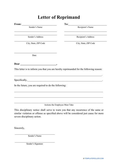 Letter Of Reprimand Template Fill Out Sign Online And Download Pdf