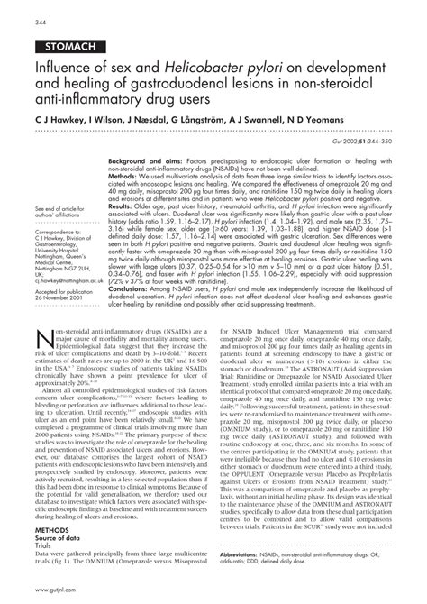 Pdf Influence Of Sex And Helicobacter Pylori On Development And