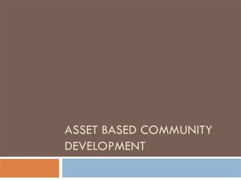 Asset Based Community Development