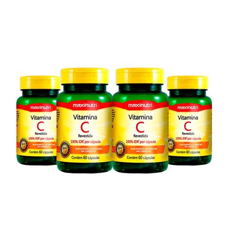 Kit 04 Vitaminas C Revestida 100 Idr 60 Capsulas Maxinutri Submarino