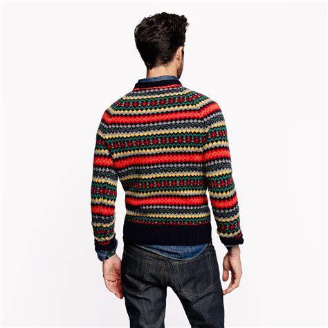 Lyst J Crew Tingwall Fair Isle Sweater In Red For Men