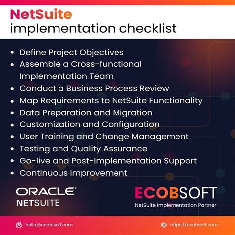 NetSuite Implementation Checklist EcobSoft