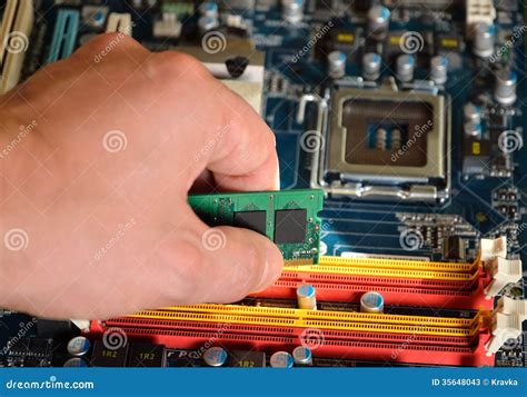 Installing RAM Computer Memory Stock Image - Image of hardware, hand ...