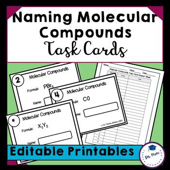 Naming Molecular Compounds Task Cards Printable And Digital Options