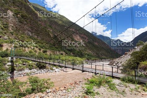 Rope Hanging Suspension Bridge And Rio Apurimac Stock Photo - Download ...