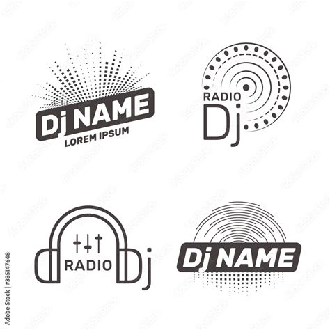 DJ vector label or emblem design. Radio Dj icon. Stock Vector | Adobe Stock