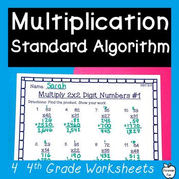 Multi Digit Multiplication Worksheets Standard Algorithm Multiplication