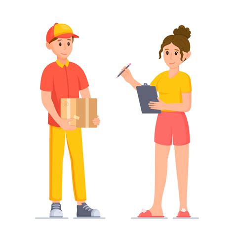 Vector Illustration Of Parcel Receipt The Customer Picks Up His Order