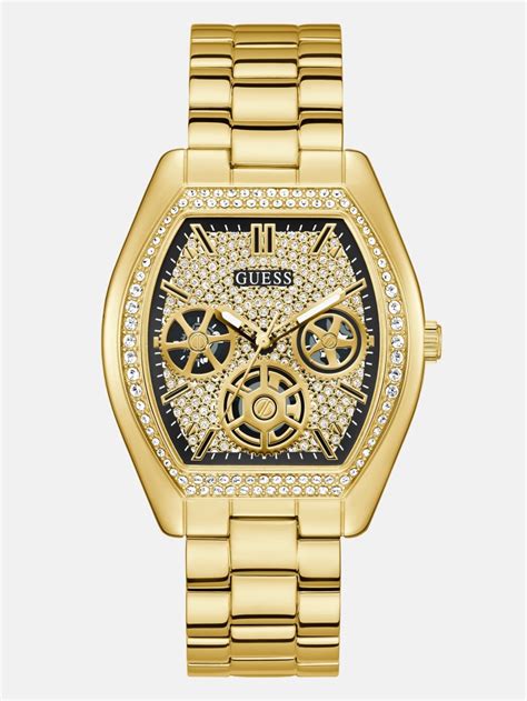 Gold Tone Multifunction Watch GUESS Factory