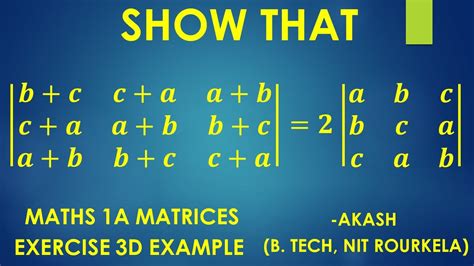 Maths 1A Matrices Exercise 3d Example 2 Solution Class 11