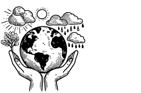 Premium Vector Line Drawing Of Hands Holding Globe Earth Or Earth