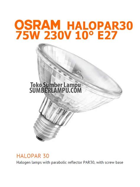 Lampu Osram PAR30 Halogen 75 Watt 10D Sumberlampu