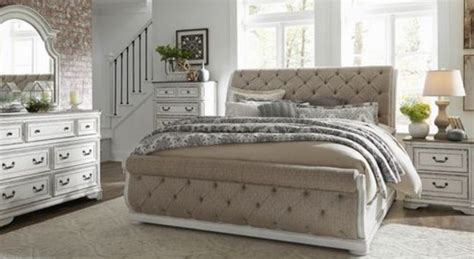 Liberty Magnolia Manor 5 Piece Antique White Queen Sleigh Bedroom Set Fitzgerald Home