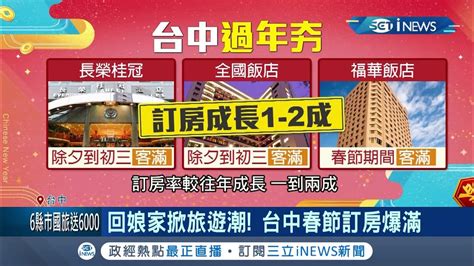 春節回娘家掀旅遊潮 台中飯店訂房爆滿估計爆發新一波國旅熱潮 連假出遊帶動經濟讓業者超有感│記者 孫宇莉 邱瑞揚 │【台灣要聞。先