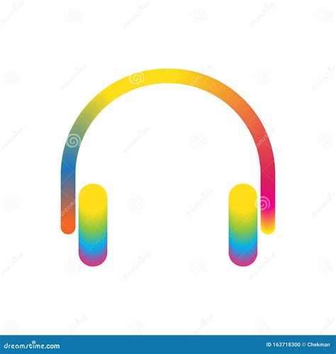 Abstract Colored Headphones Icon Vector Stock Illustration