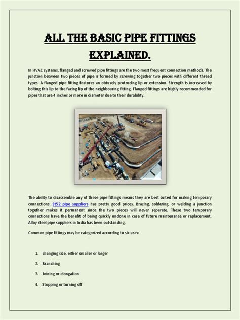 All The Basic Pipe Fittings Explained | PDF | Pipe (Fluid Conveyance ...