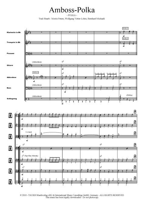 Amboss Polka Combo Horns Pdf Noten Von Hofbr Uhaus Band In Imc