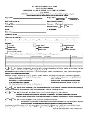 Fillable Online Abac Exempt Irb Application For Human Subjects In