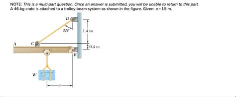 SOLVED A 46 Kg Crate Is Attached To A Trolley Beam System As Shown In