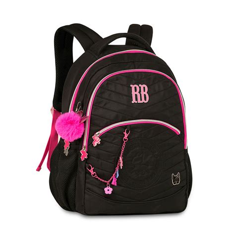 Mochila Rebecca Bonbon Soft Pompom E Corrente Preta Clio