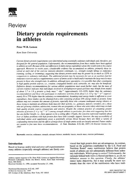 Pdf Dietary Protein Requirements In Athletes