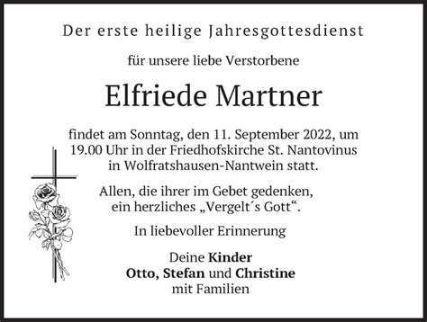 Traueranzeigen Von Elfriede Martner Trauer Merkur De