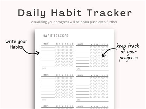 Habit Tracker Insert, Printable PDF Template, Daily and Weekly Progress
