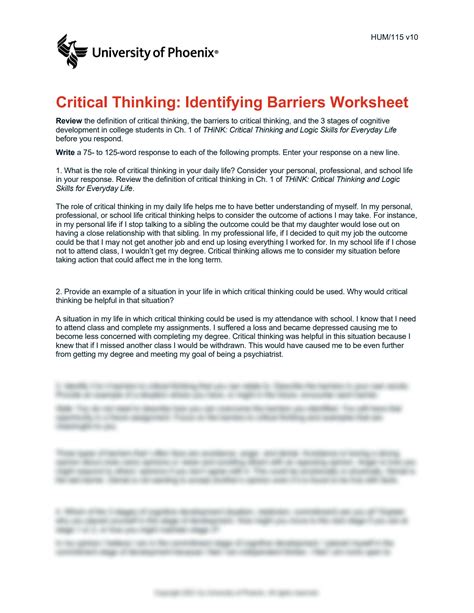 Solution Hum V Wk Critical Thinking Identifying Barriers