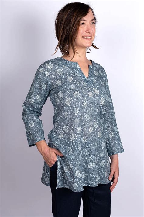 Dolma Cotton Tunic Quiet Floral Print Cotton Tunics Tunic Three