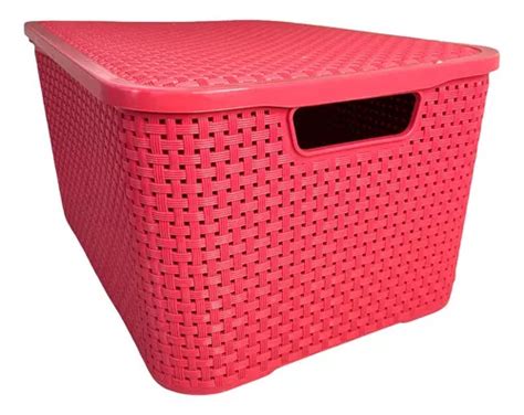 Caixa Organizadora Rattan Empilhavel 40 Litros Coloridas Cor Rosa