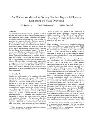 Fillable Online Mpi Inf Mpg Elimination In Polynomial System Form Fax