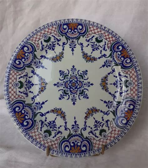 ASSIETTE PLATE EN faïence de Gien décor Rouen d 25 cm EUR 25 00