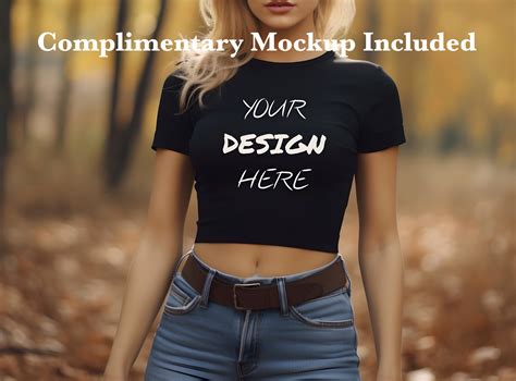 Crop T Shirt Mockup Black Crop Top Mockup Black Next Level Apparel