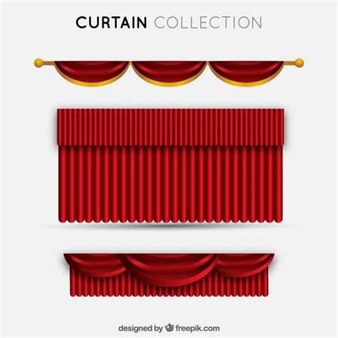 Free Vector | Set of elegant red theater curtains