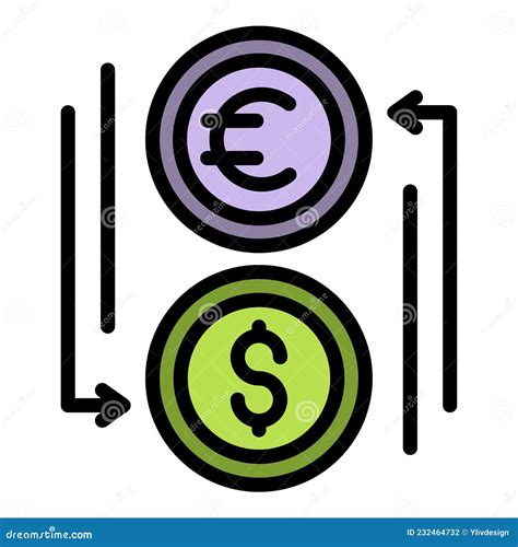 Vector De Esquema De Color Del Icono De Intercambio De Dinero