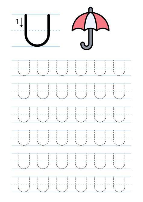 Printable Letter U Alphabet Tracing Worksheet 35401029 Vector Art At