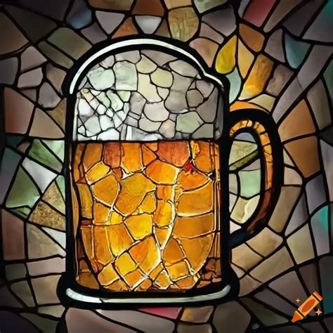 Stained Glass Representation Of A Mug Of Beer On Craiyon