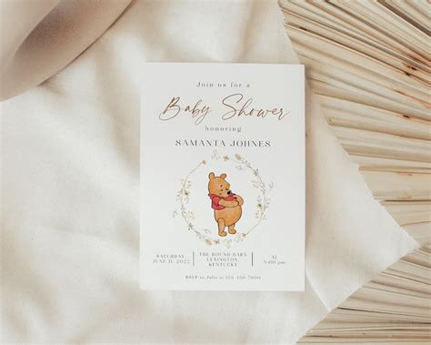 Winnie the Pooh Baby Shower Invitation Winnie the Pooh Theme - Etsy