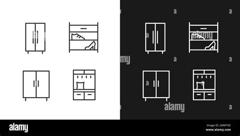 Furniture For Clothes Pixel Perfect Linear Icons Set For Dark Light