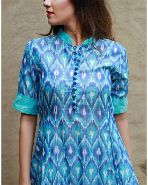 Soft Blue Flared Kurta By Raasleela The Secret Label